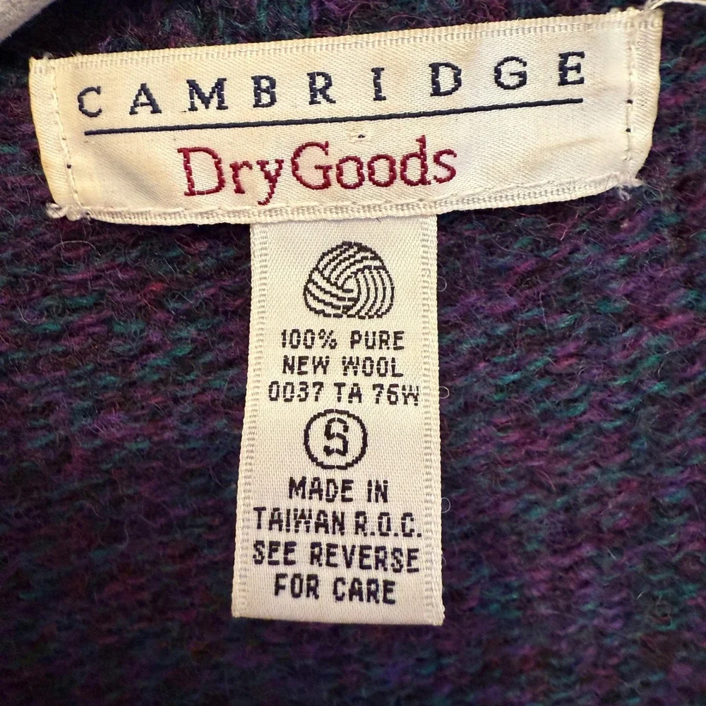 Cambridge Dry Goods 100% Wool Cardigan Sweater‎ Small Vintage Colorful Knit